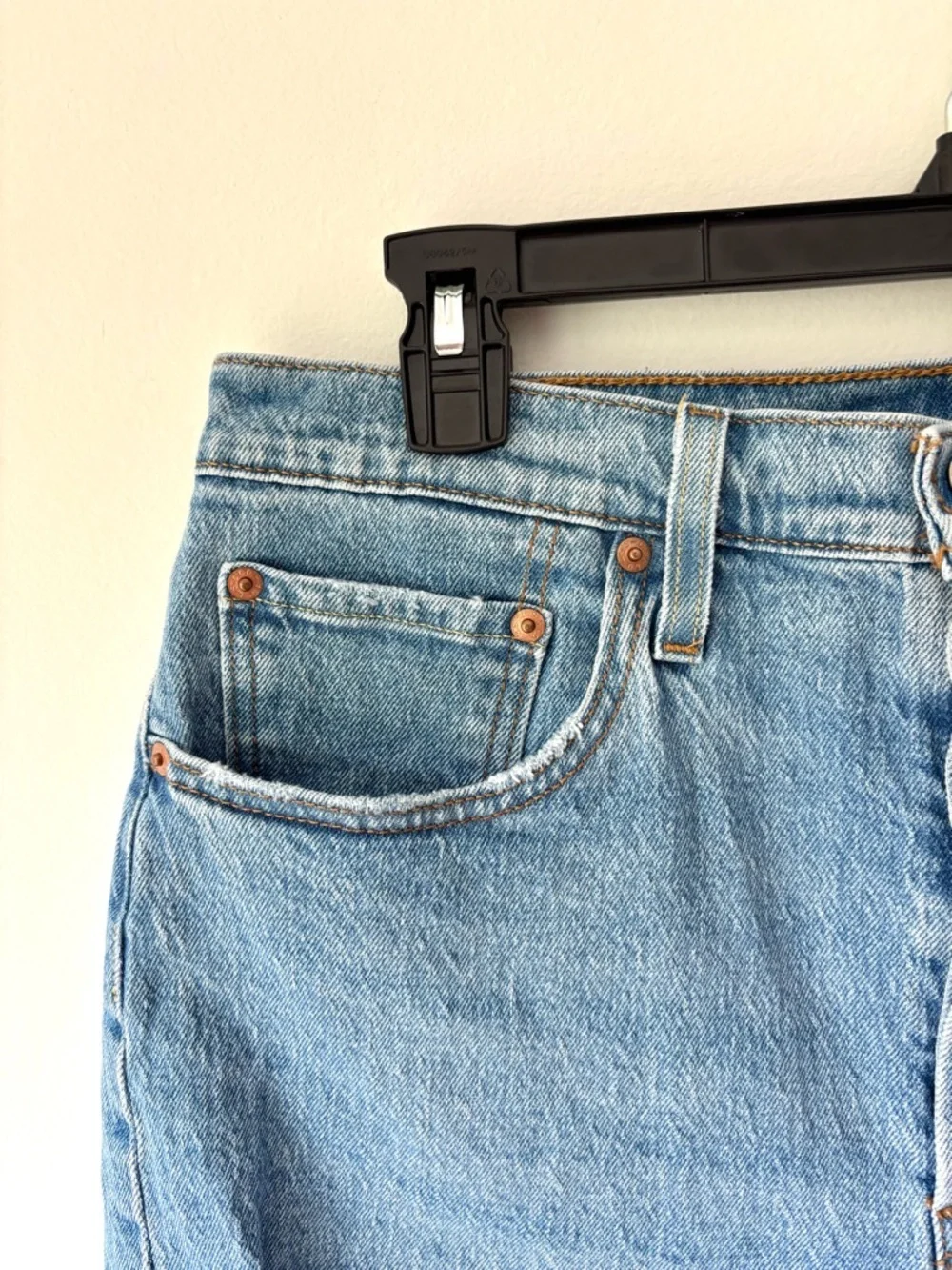 Levi’s 501 Jean Shorts Light Wash Denim Button Fly Distressed High Waist